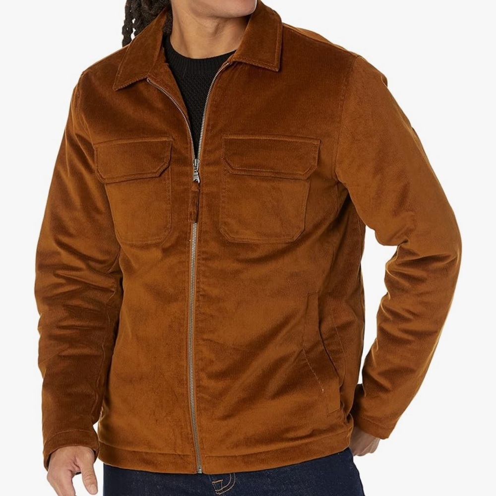 Amazon Essentials Brown Stretch Corduroy Pockets Jacket Unisex Men’s Size L NWT - Picture 4 of 11